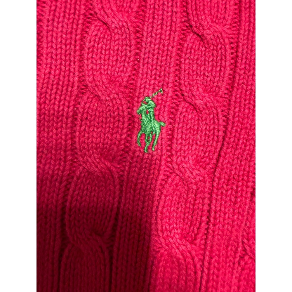 Ralph Lauren Sport Womens Pink Cable Knit Cotton Crew Neck Sweater Size L - Picture 4 of 7